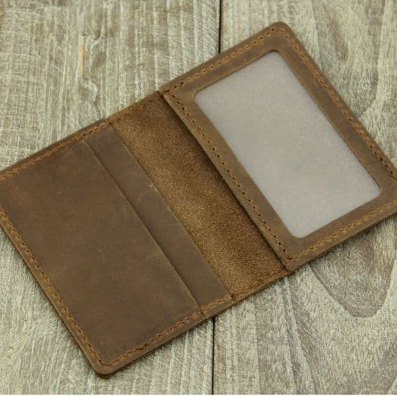 コンパクト 財布 本革手縫いステッチ二つ折り薄型財布