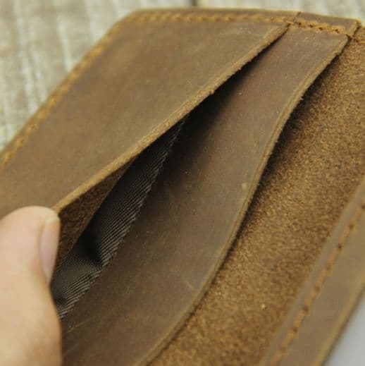 コンパクト 財布 本革手縫いステッチ二つ折り薄型財布