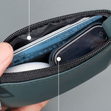 コンパクト 財布 超軽量本革ジップ式ミニ財布