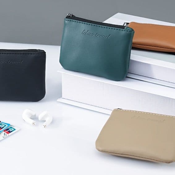 コンパクト 財布 超軽量本革ジップ式ミニ財布