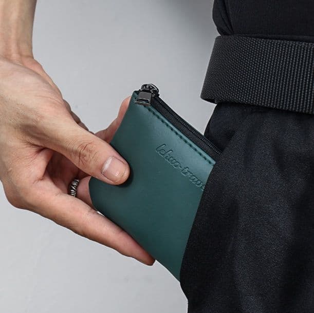 コンパクト 財布 超軽量本革ジップ式ミニ財布