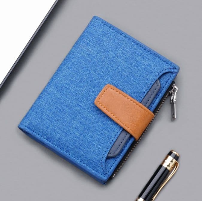 コンパクト 財布 多機能ファスナー付き二つ折り財布