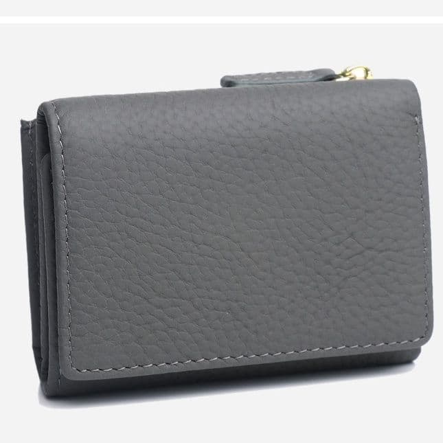 コンパクト 財布 本革型押し三つ折りミニ財布