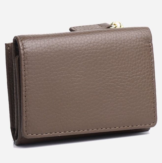 コンパクト 財布 本革型押し三つ折りミニ財布