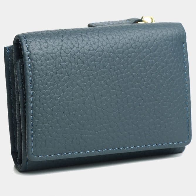 コンパクト 財布 本革型押し三つ折りミニ財布