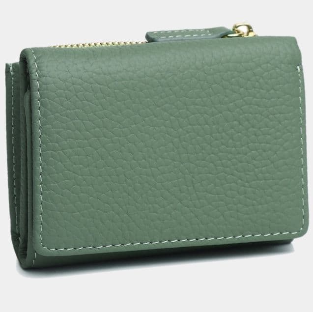 コンパクト 財布 本革型押し三つ折りミニ財布