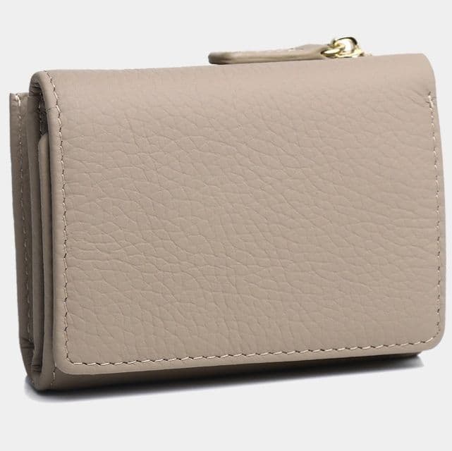 コンパクト 財布 本革型押し三つ折りミニ財布