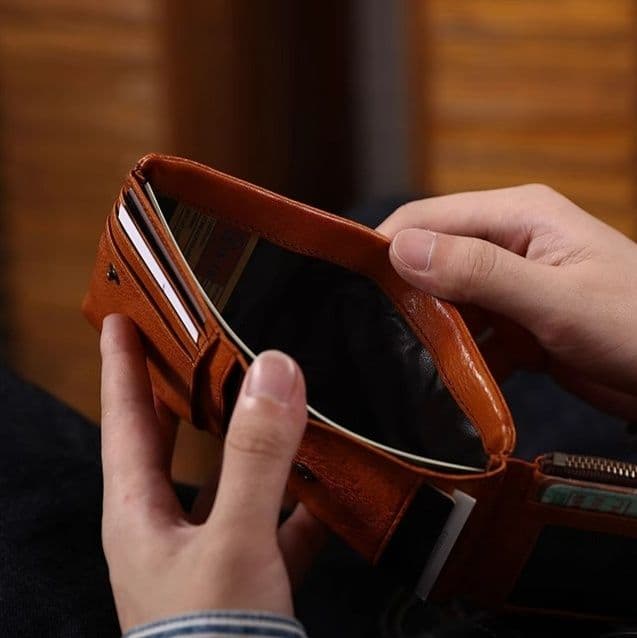 コンパクト 財布 上質本革使用手のひらサイズ三つ折り財布