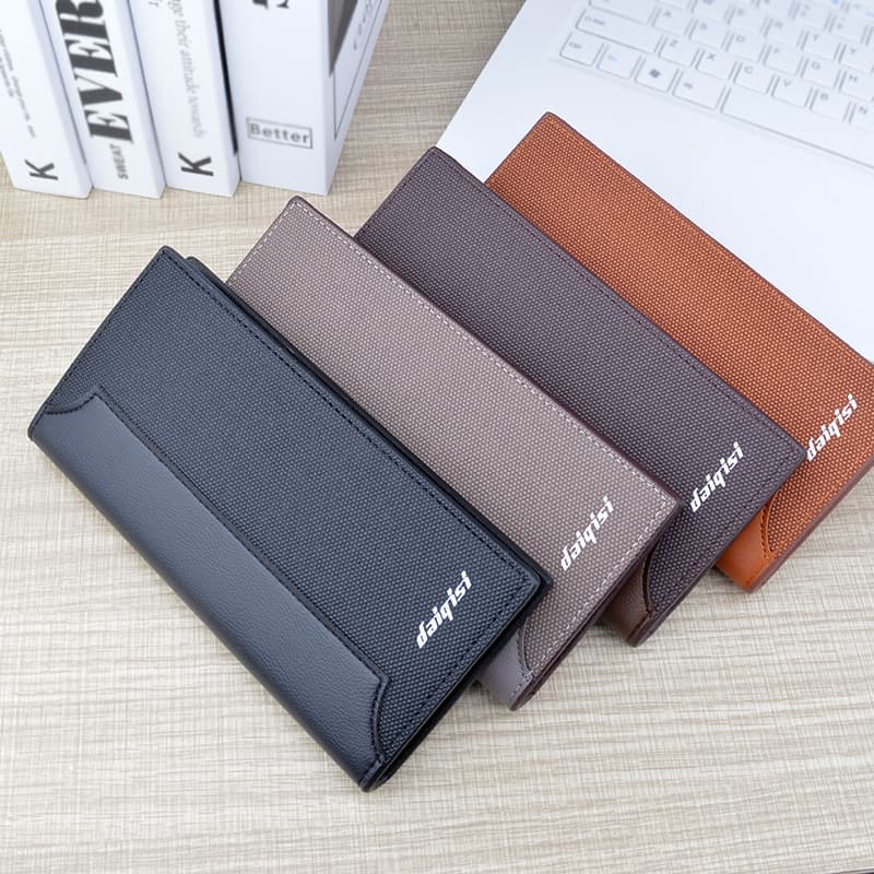 コンパクト 財布 シンプル格子柄 薄型長財布