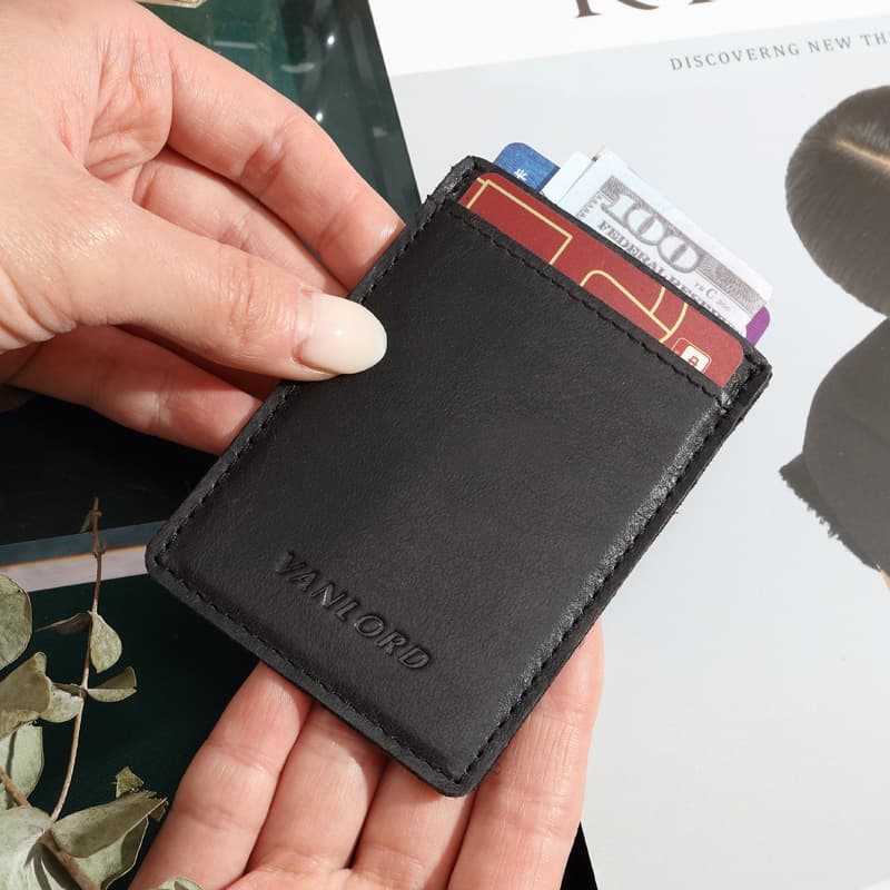 コンパクト 財布 薄型本革ミニマル財布 スマートカードホルダー