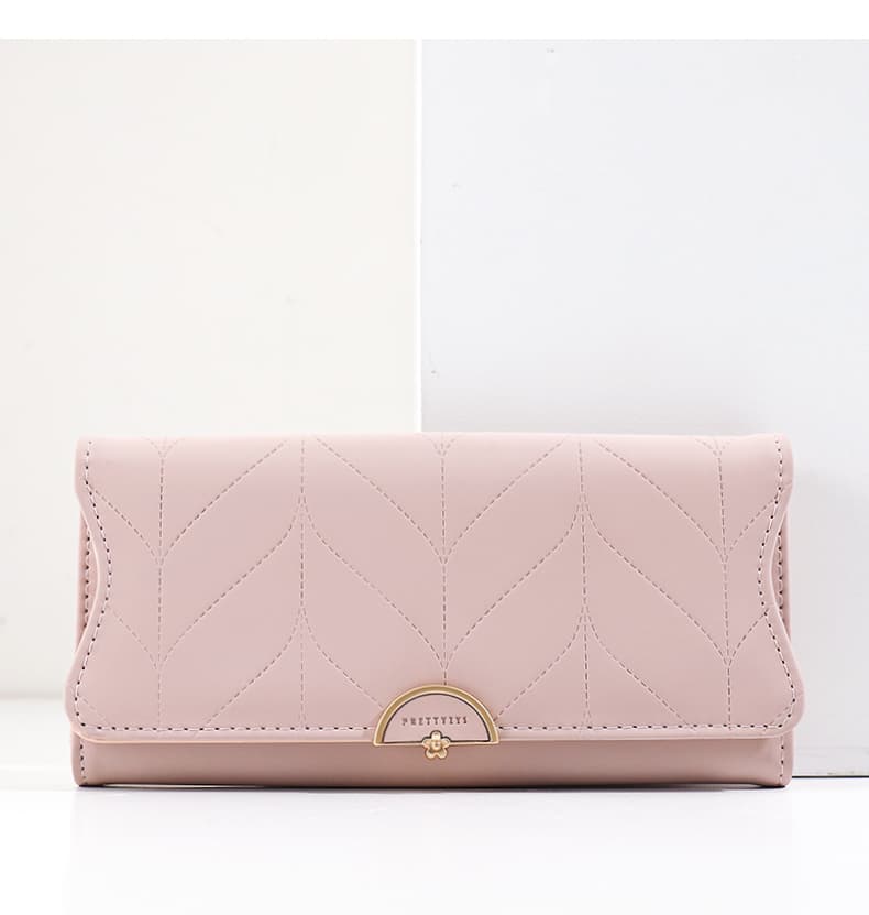 コンパクト 財布 優美な葉模様型押し多機能財布