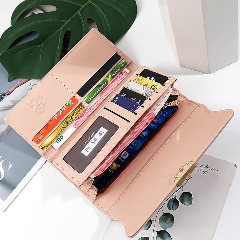 コンパクト 財布 優美な葉模様型押し多機能財布