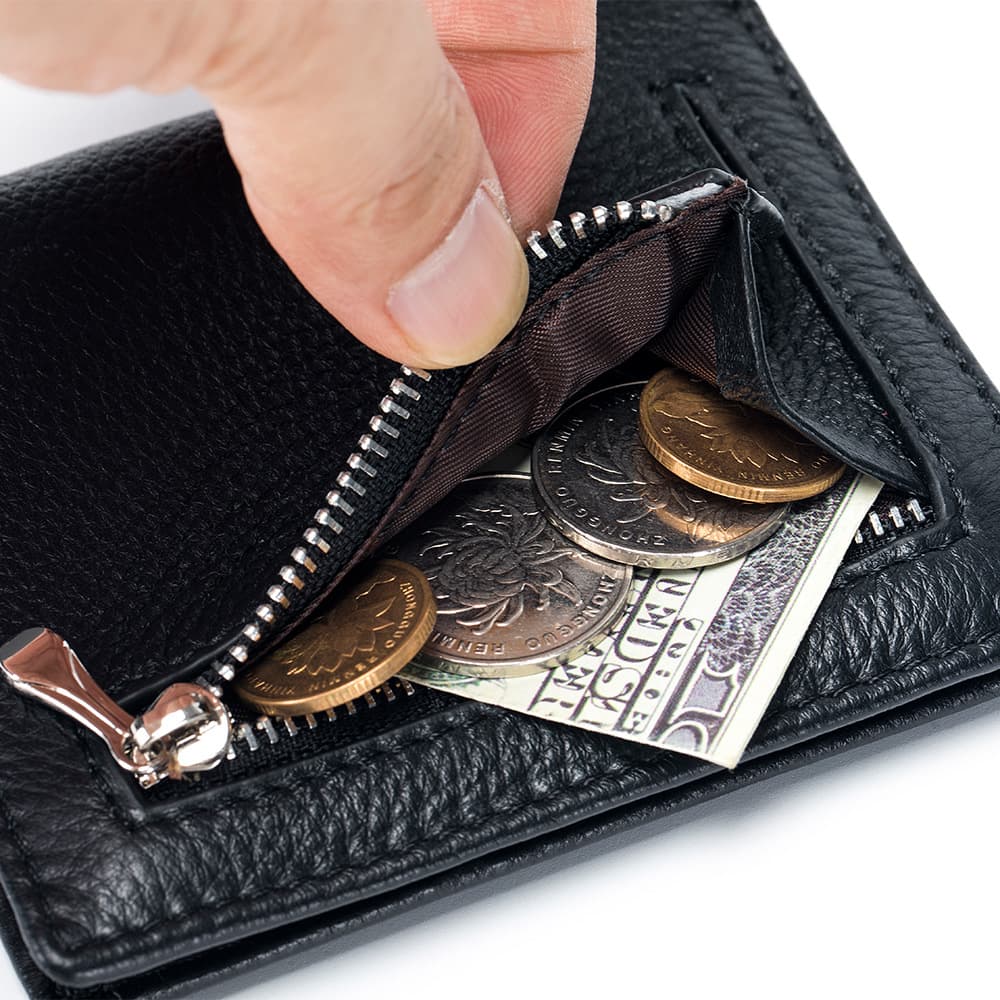 コンパクト 財布 上質レザー 薄型 二つ折り財布 小銭入れ付き