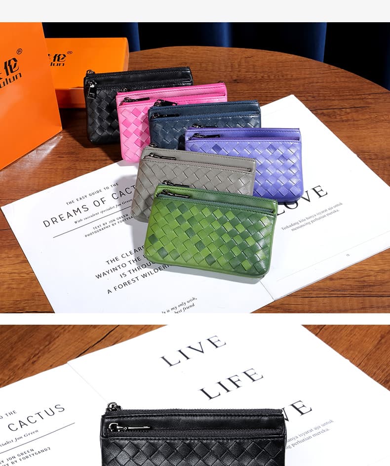 コンパクト財布 メッシュ編み込み 二つ折り ミニ財布