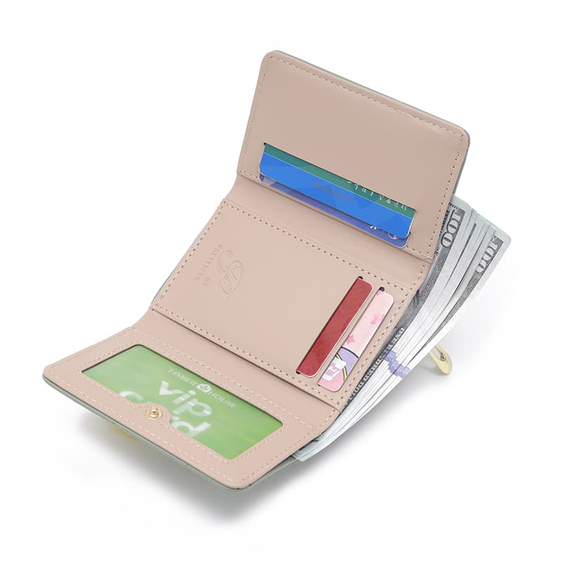 コンパクト財布 優美な花柄モチーフ 三つ折りミニ財布