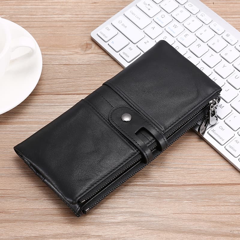 コンパクト 財布 大容量ジップ付き本革二つ折り財布