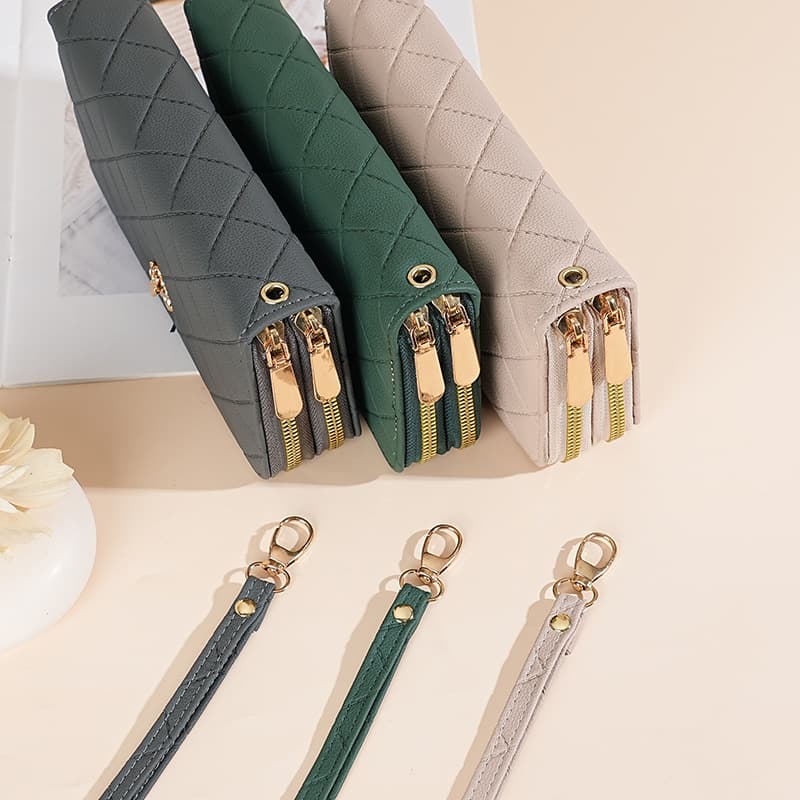 コンパクト 財布 キルティング ダブルジップ ウォレット