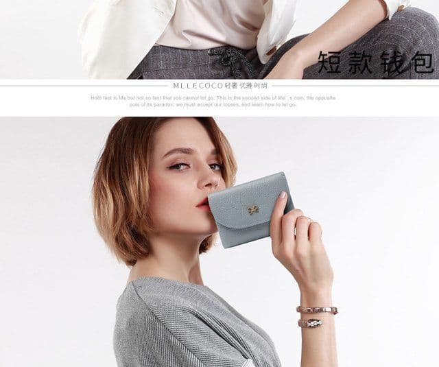 コンパクト財布 上品リボン飾り コンパクトミニ財布