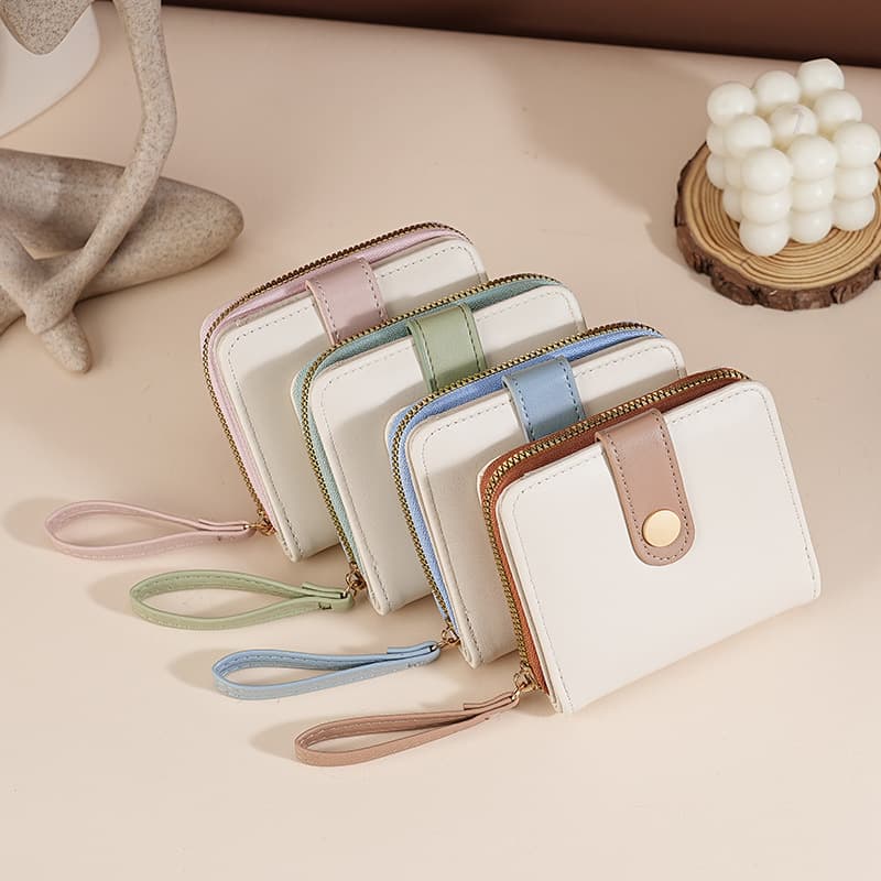 コンパクト 財布レディース 本革ミニサイズ二つ折り財布ラウンドファスナー付き