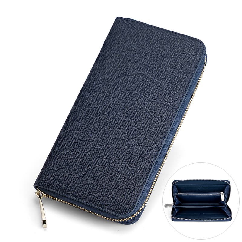 コンパクト 財布 クロスレザー ラウンドジップ 長財布