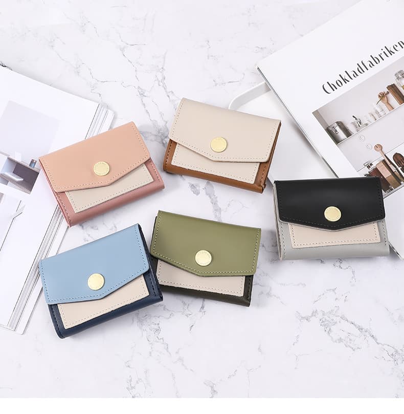 コンパクト 財布 女性用二つ折り財布コンパクト小銭入れ付き短財布