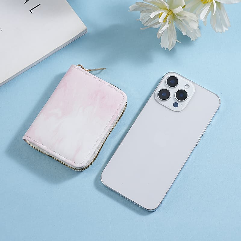 コンパクト 財布 マーブル模様カード収納財布