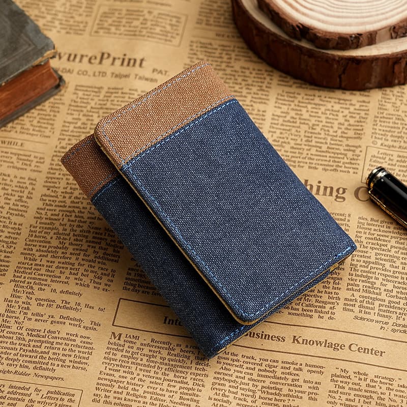 コンパクト 財布 デニム素材の三つ折りミニウォレット