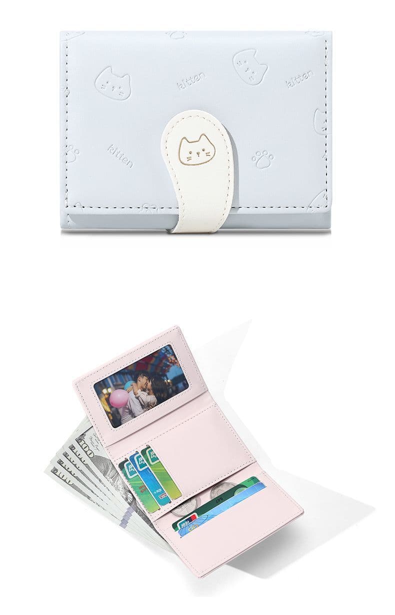 コンパクト財布 猫柄かわいい三つ折りコンパクト財布