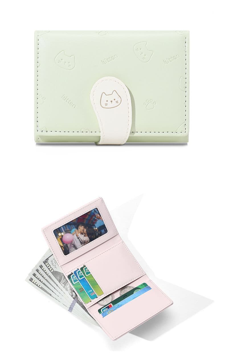 コンパクト財布 猫柄かわいい三つ折りコンパクト財布