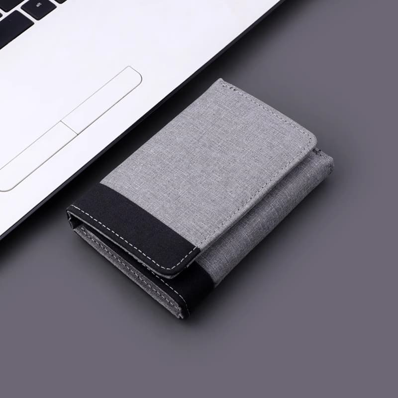 コンパクト 財布 織物素材の洗練三つ折りミニ財布