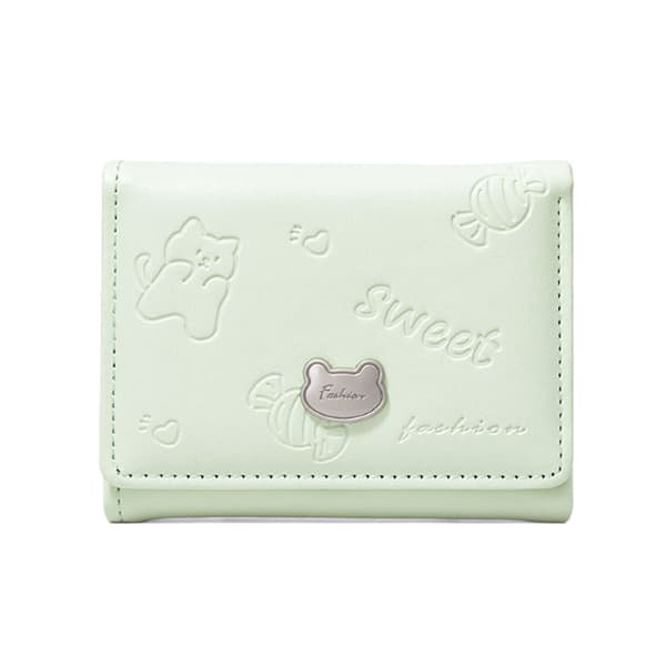 コンパクト 財布 レディース 型押し加工 薄型軽量 三つ折り財布