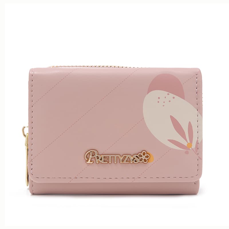 コンパクト財布 優美な花柄モチーフ 三つ折りミニ財布