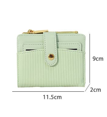 コンパクト 財布 レディース 縦しま模様 薄型軽量 二つ折り短財布