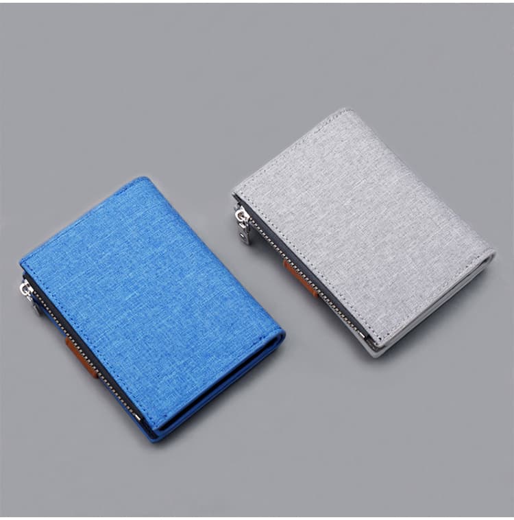 コンパクト 財布 多機能ファスナー付き二つ折り財布