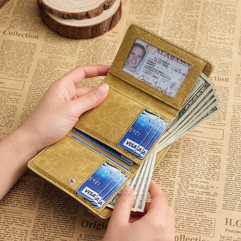 コンパクト 財布 デニム素材の三つ折りミニウォレット