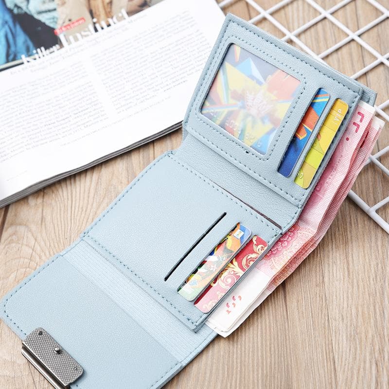 コンパクト財布 シンプル金具付き三つ折りコンパクト財布