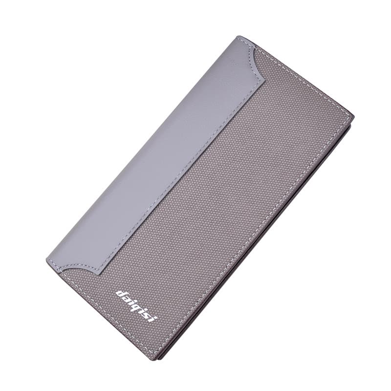 コンパクト 財布 シンプル格子柄 薄型長財布