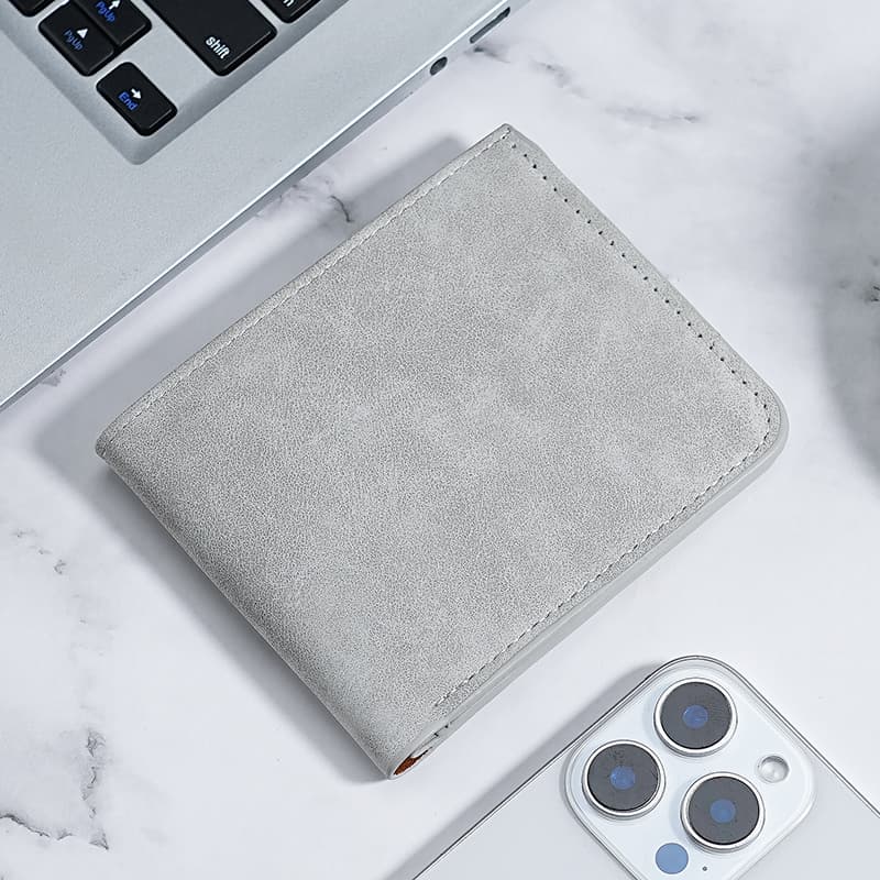 コンパクト 財布 上質スエード極薄二つ折り財布