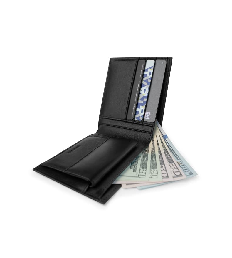 コンパクト財布 しわ加工レザー 折りたたみ財布 メタルロゴ付き