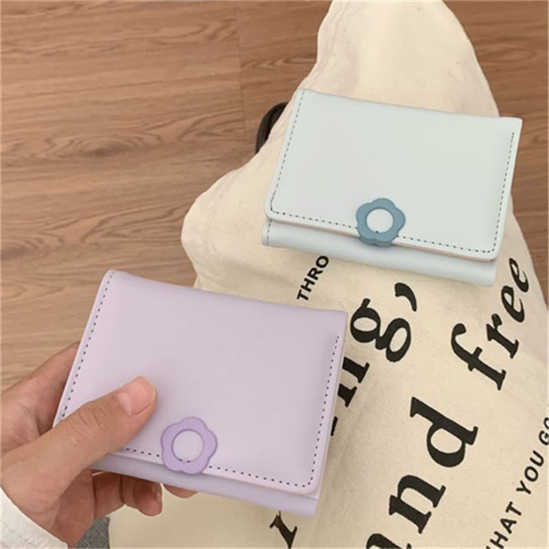 コンパクト 財布 三つ折り フラワークラスプ ミニ財布