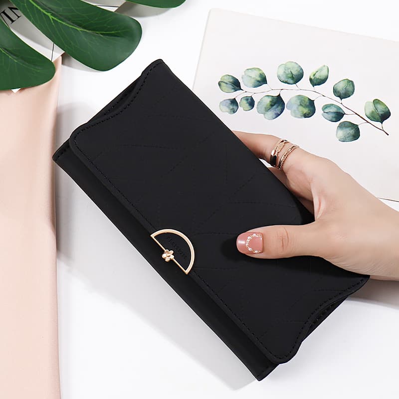 コンパクト 財布 優美な葉模様型押し多機能財布