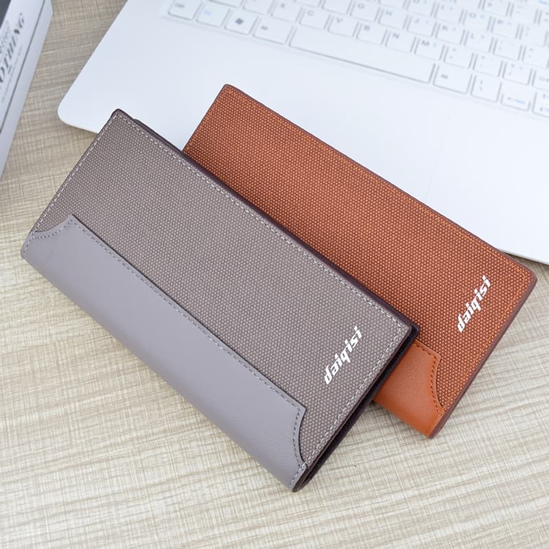 コンパクト 財布 シンプル格子柄 薄型長財布