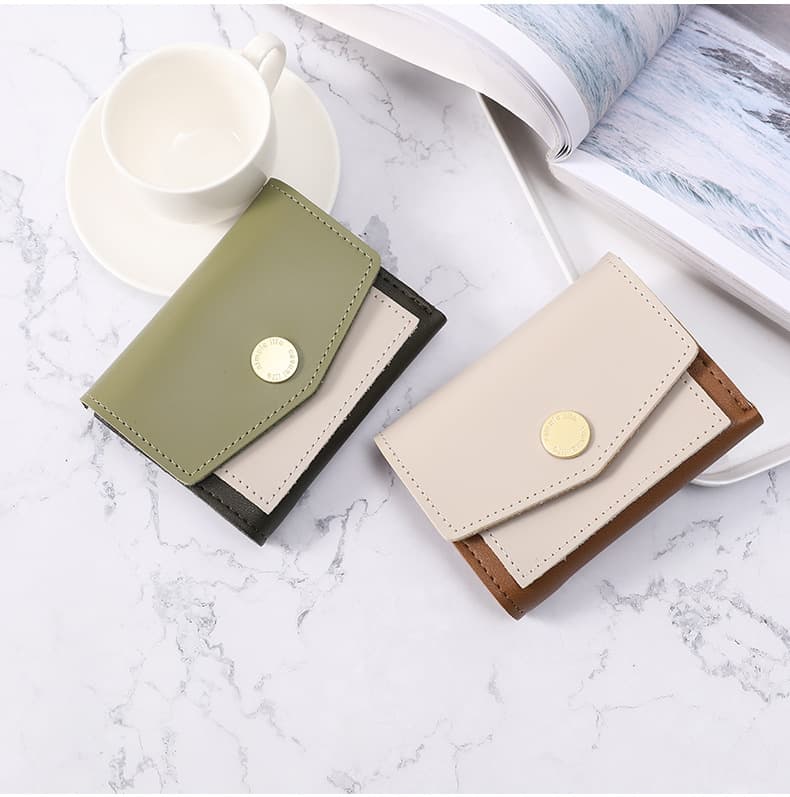 コンパクト 財布 女性用二つ折り財布コンパクト小銭入れ付き短財布