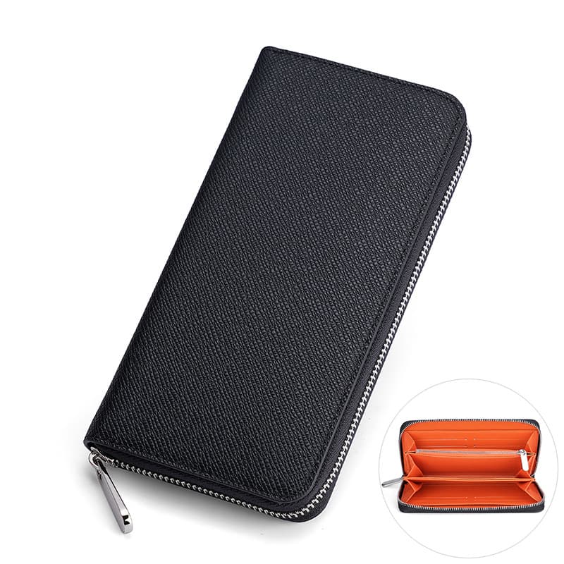 コンパクト 財布 クロスレザー ラウンドジップ 長財布