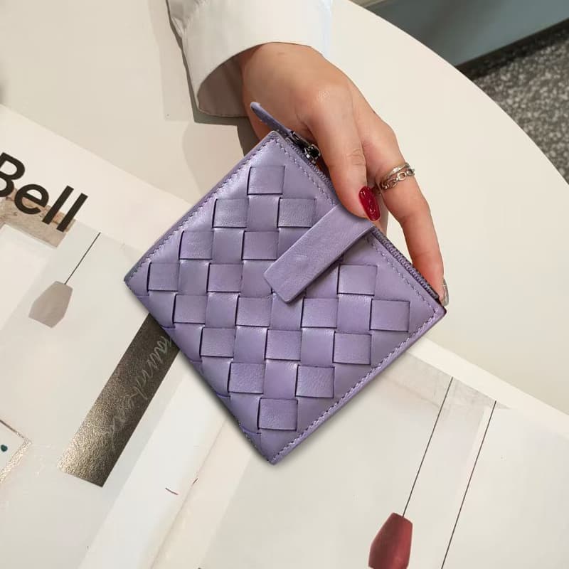 コンパクト財布 上質編み込み模様 コンパクト二つ折り財布