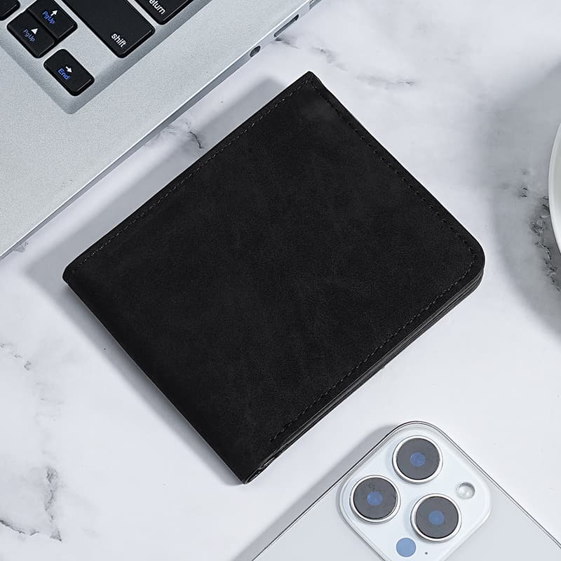 コンパクト 財布 上質スエード極薄二つ折り財布