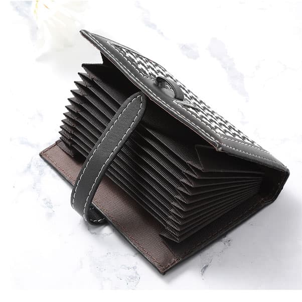 コンパクト 財布 千鳥格子柄 二つ折り財布 コンパクト 大容量カード収納