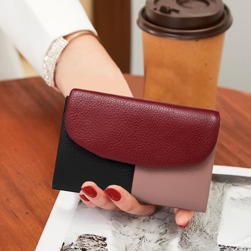 コンパクト財布 カラーブロック 三つ折り コンパクト財布