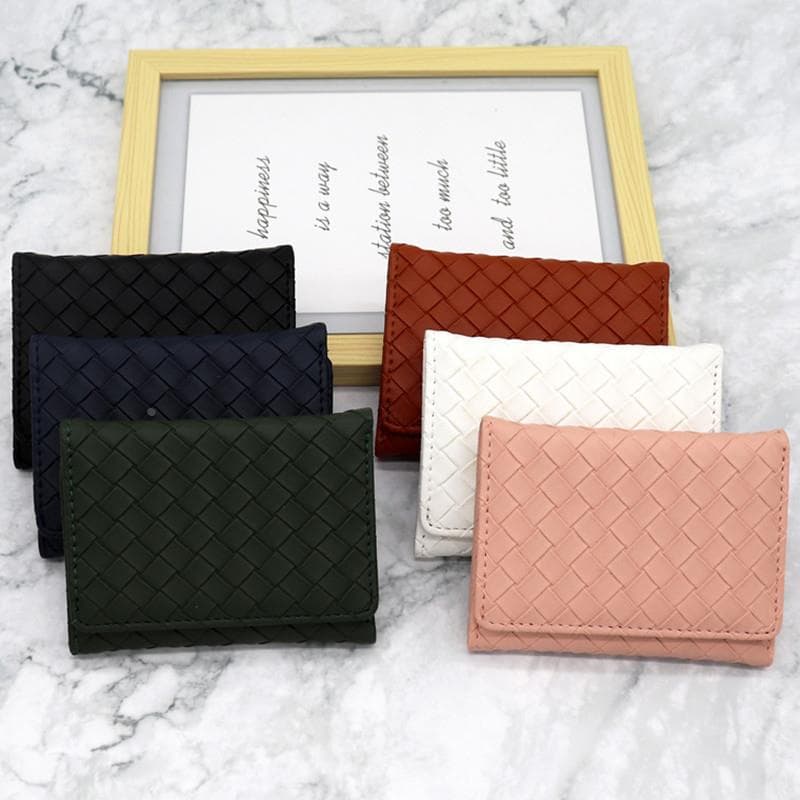 コンパクト財布 職人技が光る編み込み三つ折り財布