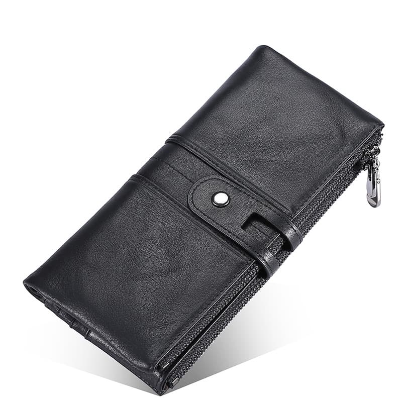 コンパクト 財布 大容量ジップ付き本革二つ折り財布